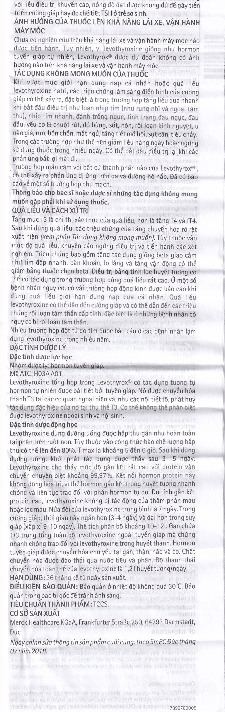 Thuốc Levothyrox 100µg Merck điều trị bướu giáp, suy giáp, ung thư giáp (2 vỉ x 15 viên)