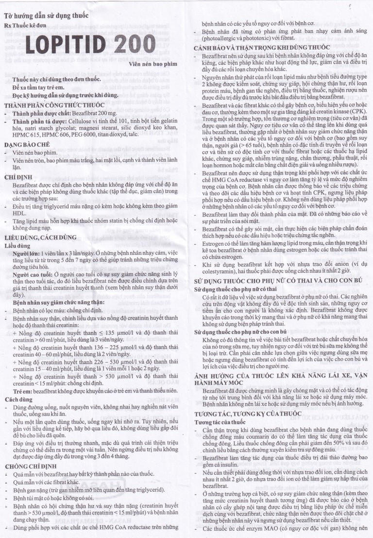 Thuốc Lopitid 200 Hasan điều trị tăng triglycerid máu nặng (3 vỉ x 10 viên)