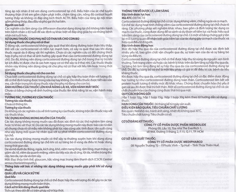 Thuốc mỡ bôi da Menzag 0.05% Medbolide giảm tình trạng viêm và ngứa của bệnh da liễu