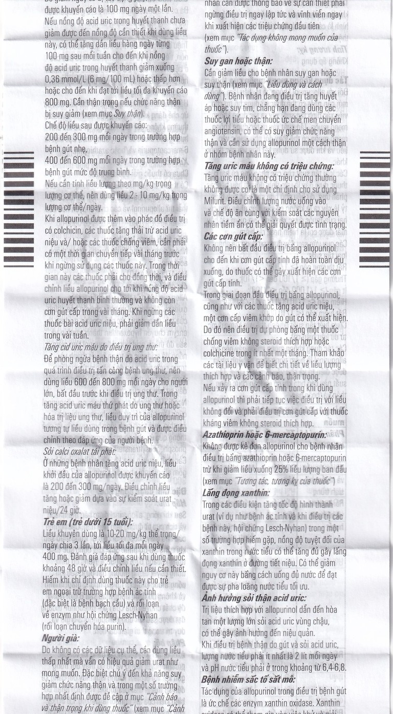 Viên nén Milurit 300mg Egis Pharma điều trị bệnh gout, phòng ngừa bệnh sỏi axit uric (30 viên)