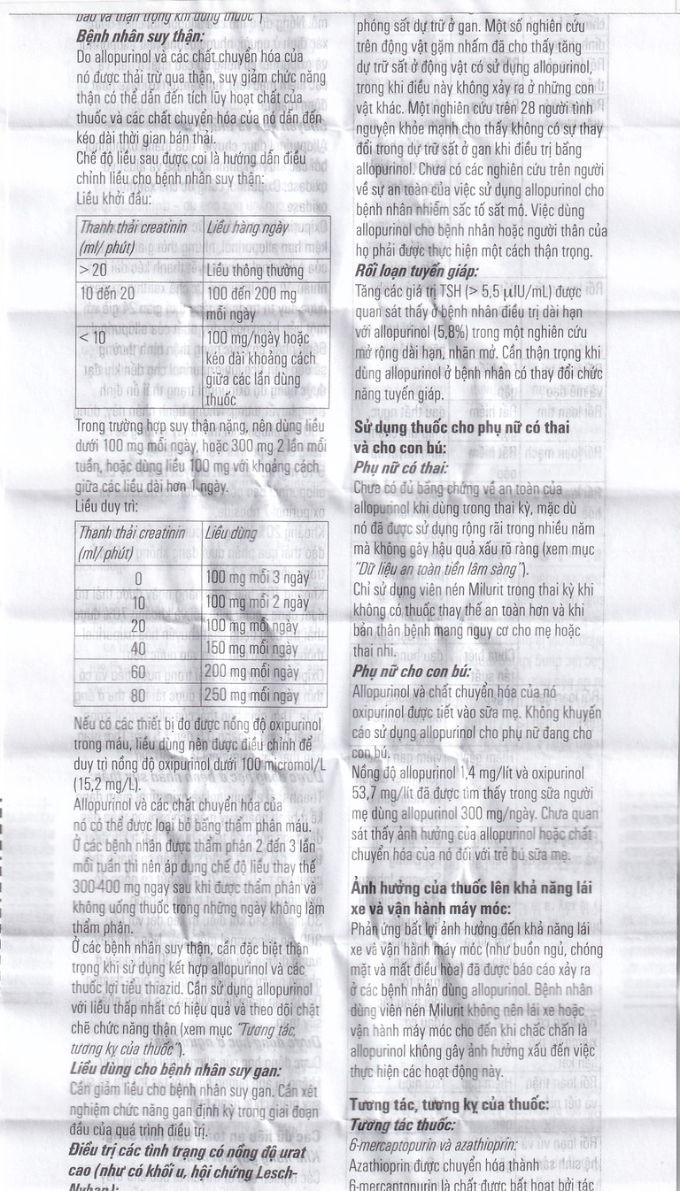 Viên nén Milurit 300mg Egis Pharma điều trị bệnh gout, phòng ngừa bệnh sỏi axit uric (30 viên)