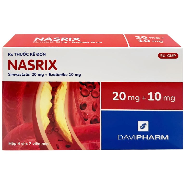 Viên nén Nasrix DaViPharm điều trị tăng cholesterol (4 vỉ x 7 viên)