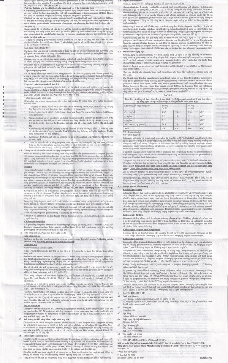 Thuốc Neurontin 300mg VIATRIS điều trị bệnh động kinh và đau dây thần kinh (1 vỉ x 10 viên)