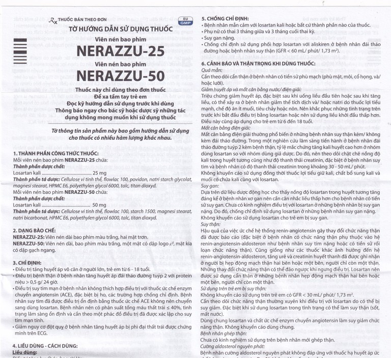 Thuốc Nerazzu 50 Davipharm điều trị tăng huyết áp (3 vỉ x 10 viên)
