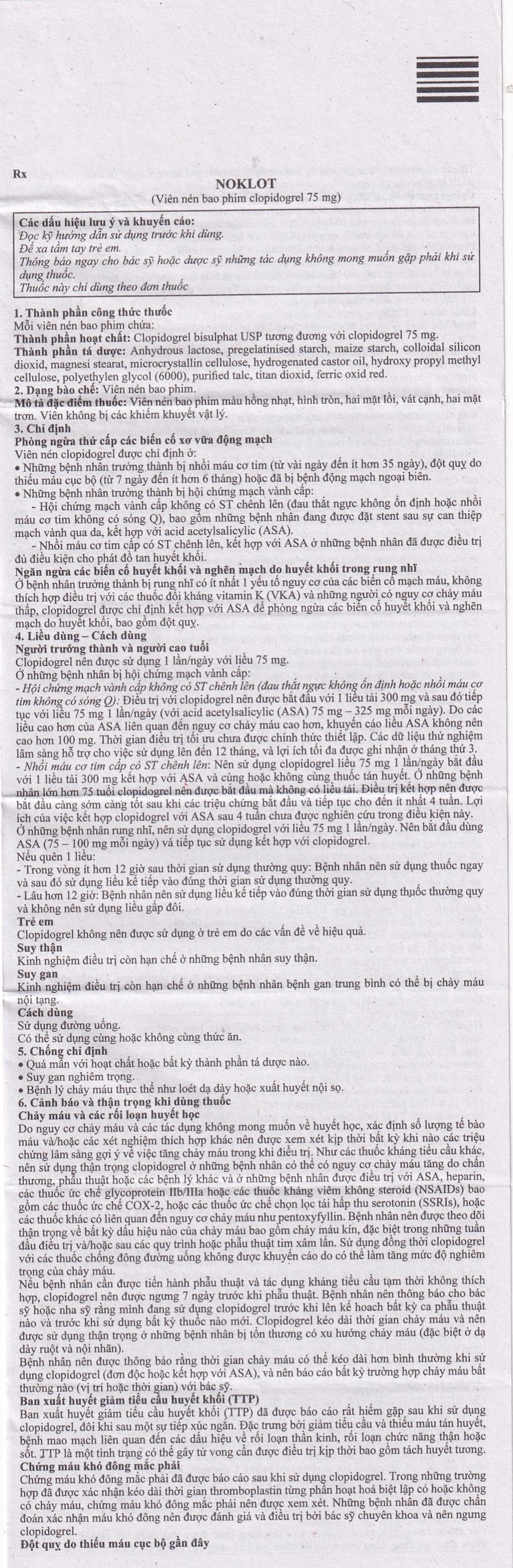 Thuốc Noklot 75mg Zydus phòng ngừa biến cố xơ vữa động mạch (3 vỉ x 10 viên)