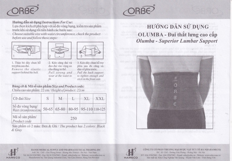 Đai thắt lưng cao cấp Olumba Size XL dự phòng tổn thương cột sống thắt lưng