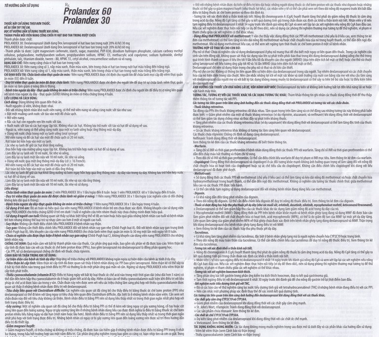 Thuốc Prolandex 60mg BV pharma điều trị ợ nóng liên quan bệnh trào ngược dạ dày - thực quản (2 vỉ x 10 viên)