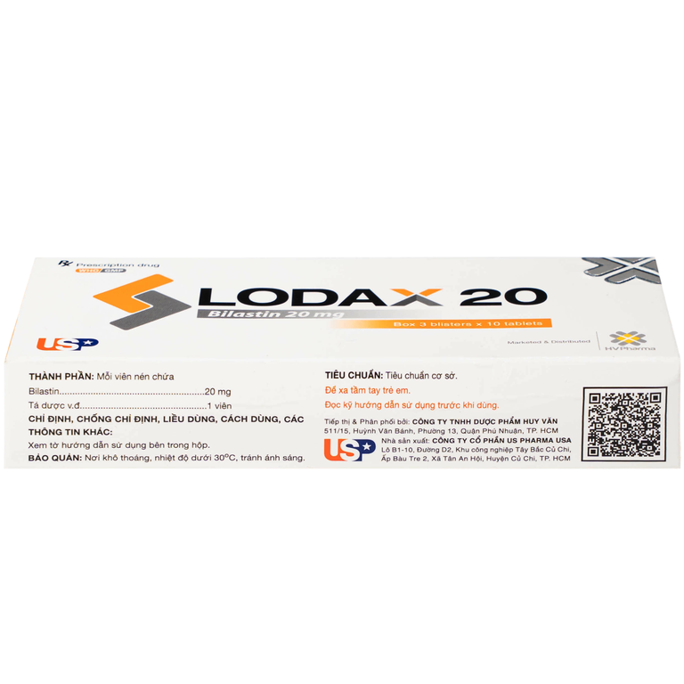 Thuốc Lodax 20mg USP điều trị triệu chứng trong trường hợp viêm mũi dị ứng và mày đay (3 vỉ x 10 viên)