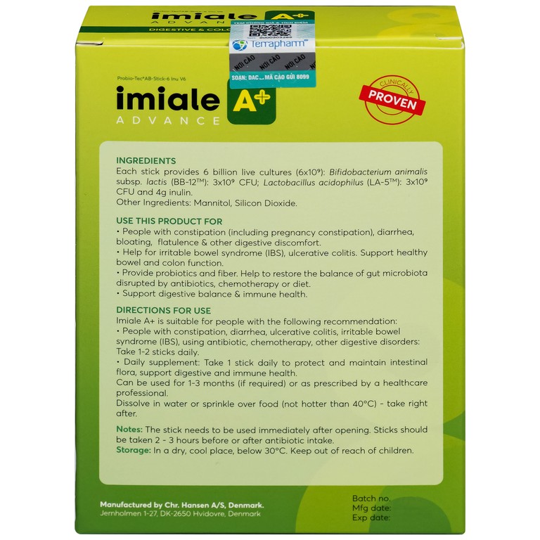 Men vi sinh Imiale A+ Advance hỗ trợ làm giảm triệu chứng rối loạn tiêu hóa (10 gói x 6g) 