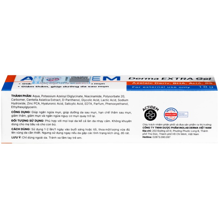 Gel bôi Actidem Derma Extra giảm mụn, mờ thâm (18g)