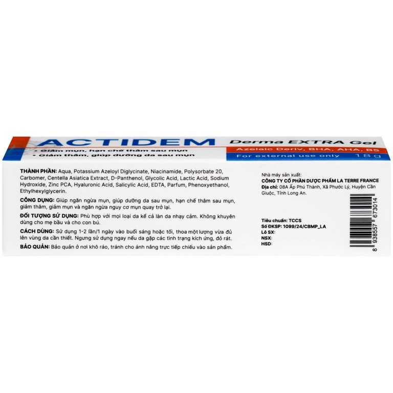 Gel bôi Actidem Derma Extra giảm mụn, mờ thâm (18g)