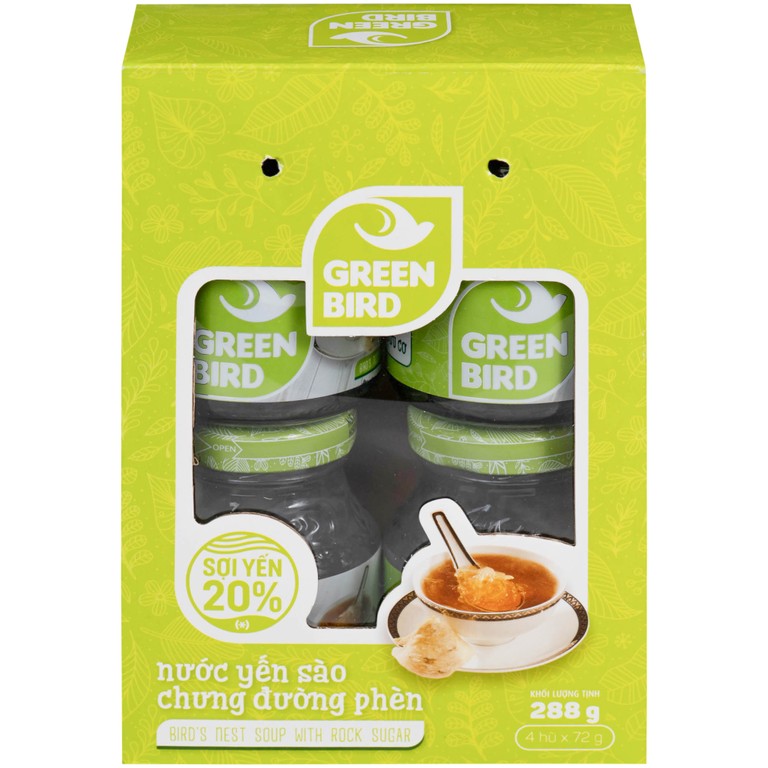Nước Yến Sào Chưng Đường Phèn Greenbird (4 hũ x 72g)