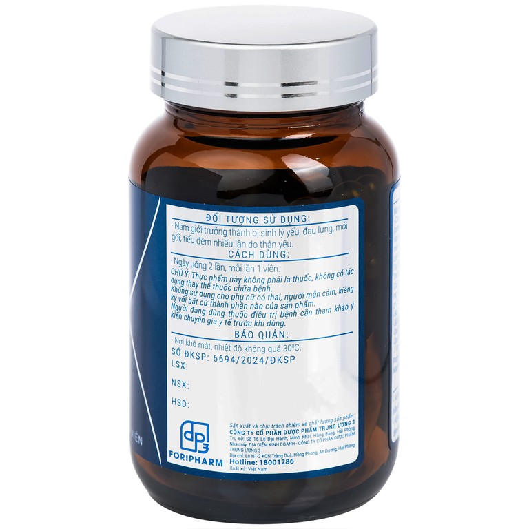 Sâm Nhung Bổ Thận TW3 Platinum hỗ trợ bổ thận tráng dương (60 viên)