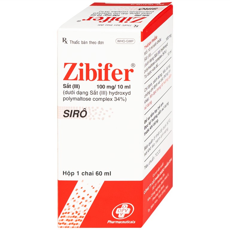 Thuốc Zibifer OPV Pharmaceutical điều trị thiếu máu do thiếu sắt và thiếu sắt không thiếu máu (60ml)