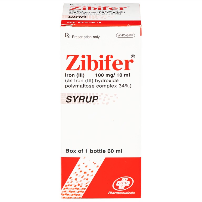 Thuốc Zibifer OPV Pharmaceutical điều trị thiếu máu do thiếu sắt và thiếu sắt không thiếu máu (60ml)