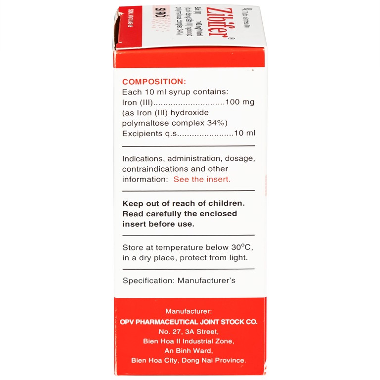 Thuốc Zibifer OPV Pharmaceutical điều trị thiếu máu do thiếu sắt và thiếu sắt không thiếu máu (60ml)