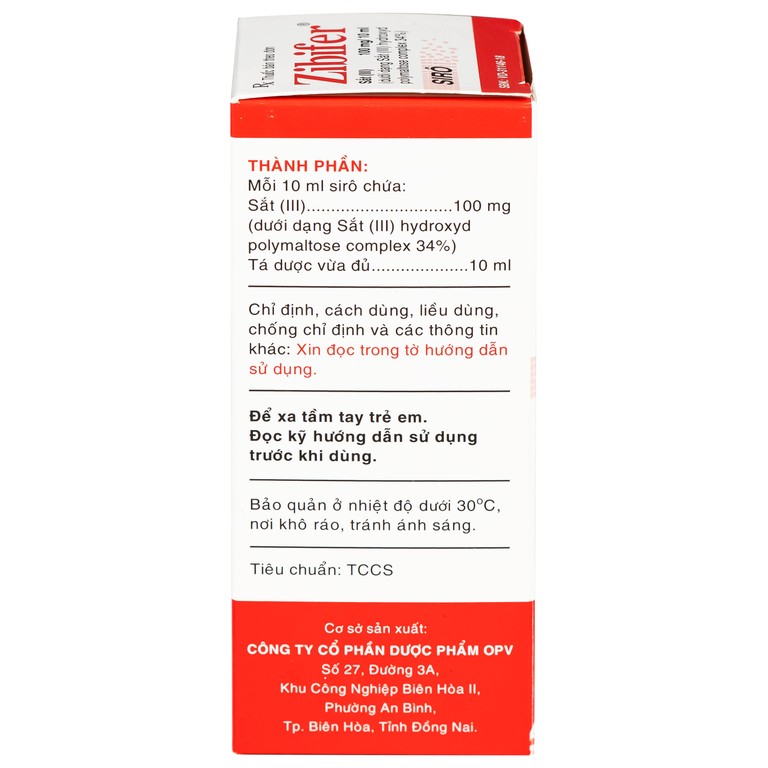 Thuốc Zibifer OPV Pharmaceutical điều trị thiếu máu do thiếu sắt và thiếu sắt không thiếu máu (60ml)