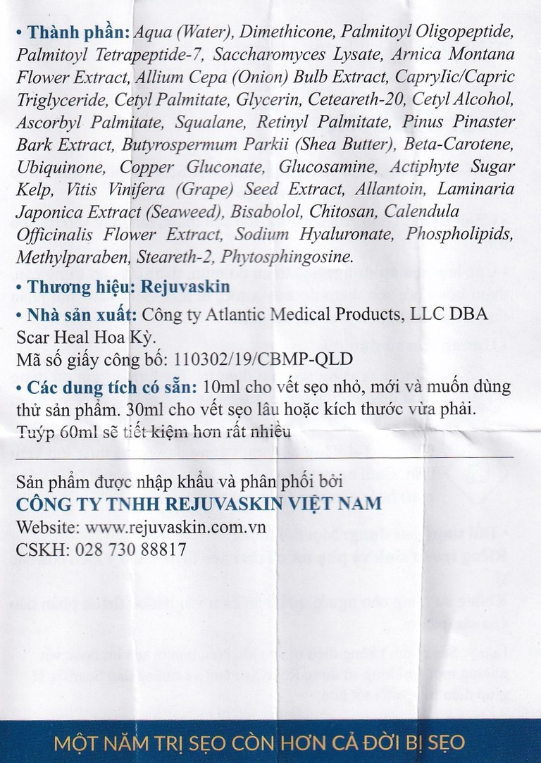 Kem bôi Rejuvaskin Scar Esthetique Silicone giúp cải thiện tình trạng sẹo (10ml)