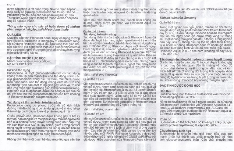 Thuốc Rhinocort Aqua 64mcg McNeil điều trị trong các trường hợp viêm mũi dị ứng quanh năm và viêm mũi dị ứng theo mùa (120 liều)