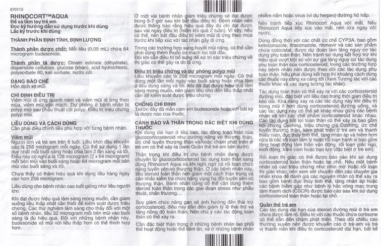 Thuốc Rhinocort Aqua 64mcg McNeil điều trị trong các trường hợp viêm mũi dị ứng quanh năm và viêm mũi dị ứng theo mùa (120 liều)