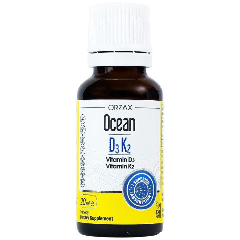 Dung dịch DubOcean D3K2 Orzax 20ml bổ sung Vitamin D3 và Vitamin K