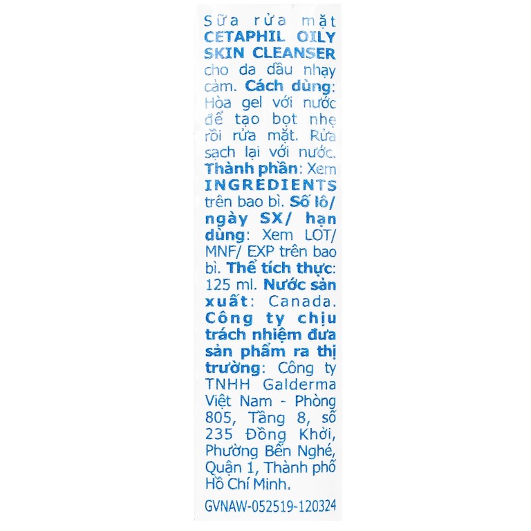 Sữa rửa mặt Cetaphil Oily Skin Cleanser cho da dầu nhạy cảm (125ml)
