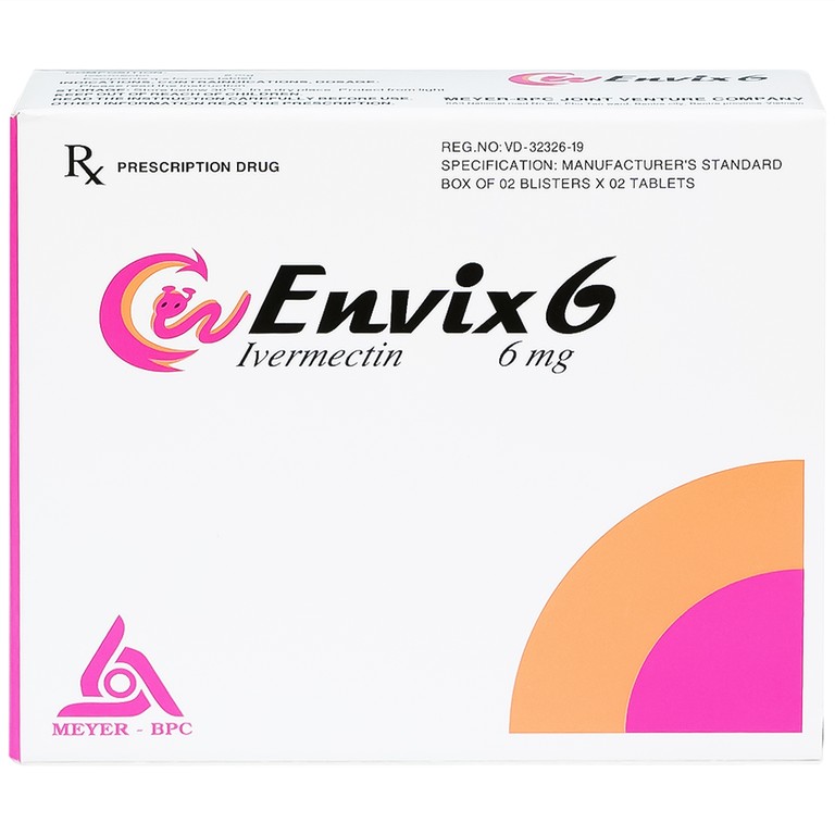 Thuốc Envix 6 Meyer - BPC điều trị giun chỉ Onchocerca, giun lươn ở ruột (2 vỉ x 2 viên)