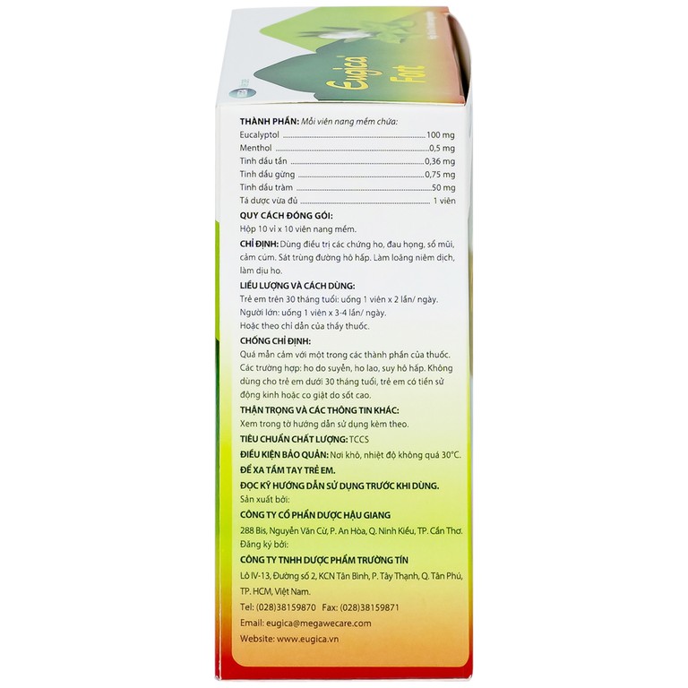 Thuốc Eugica Fort DHG điều trị các chứng ho, đau họng, sổ mũi, cảm cúm (10 vỉ x 10 viên)