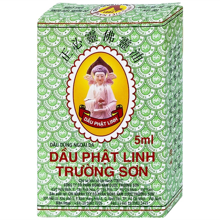 Dầu Phật Linh 5ml Trường Sơn dùng hỗ trợ trường hợp cảm cúm, cảm ho, nhức đầu, nghẹt mũi (12 chai)