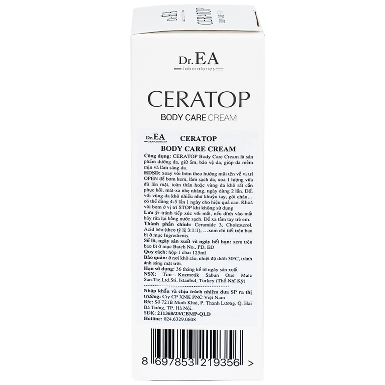 Kem dưỡng da toàn thân Dr.EA Ceratop Body Care Cream giúp dưỡng ẩm và phục hồi da nhạy cảm (125ml)