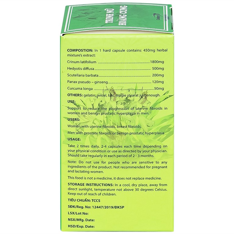 Viên uống Trinh Nữ Hoàng Cung Dolexphar hỗ trợ giảm sự tiến triển của u xơ tử cung (60 viên)