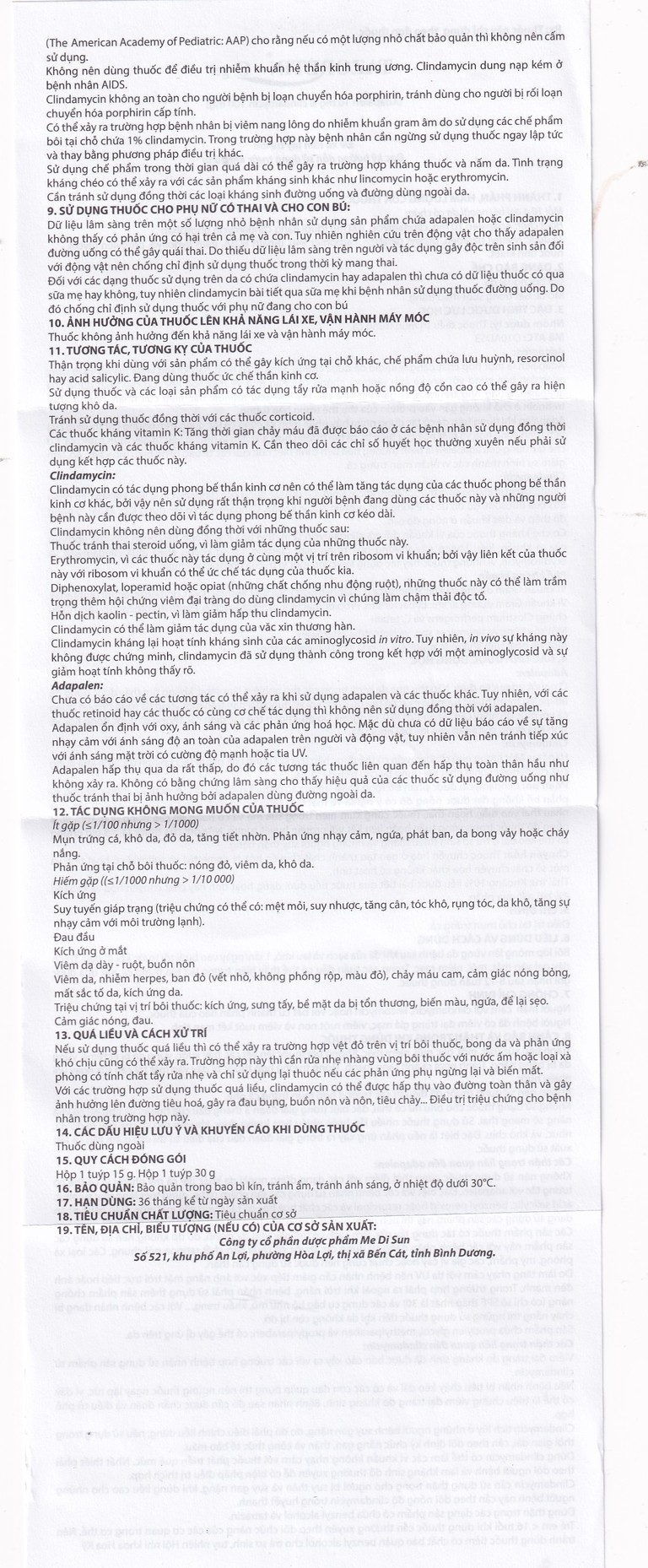 Thuốc bôi ngoài da Tazoretin - C Gel 15g Medisun điều trị tại chỗ mụn trứng cá