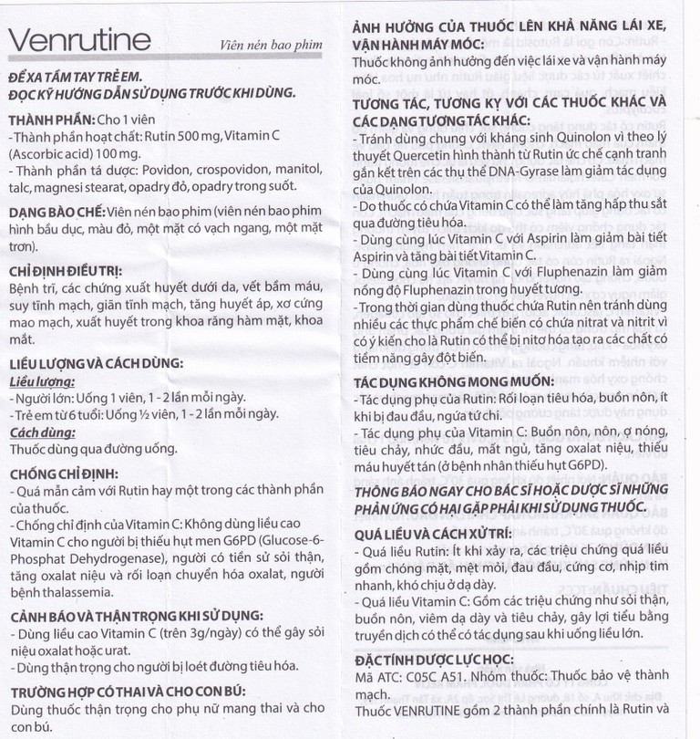 Thuốc Venrutine Reliv điều trị bệnh trĩ, các chứng xuất huyết dưới da, vết bầm máu (3 vỉ x 10 viên)