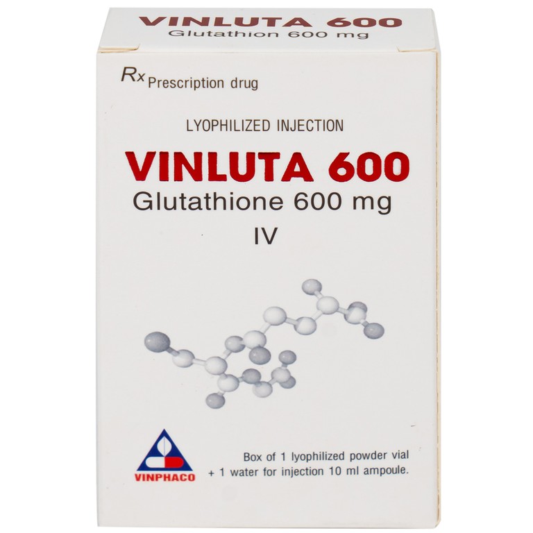 Thuốc tiêm Vinluta 600 Vinphaco giảm độc tính của xạ trị và hóa chất điều trị ung thư (1 lọ bột + 1 ống nước cất tiêm 10ml)