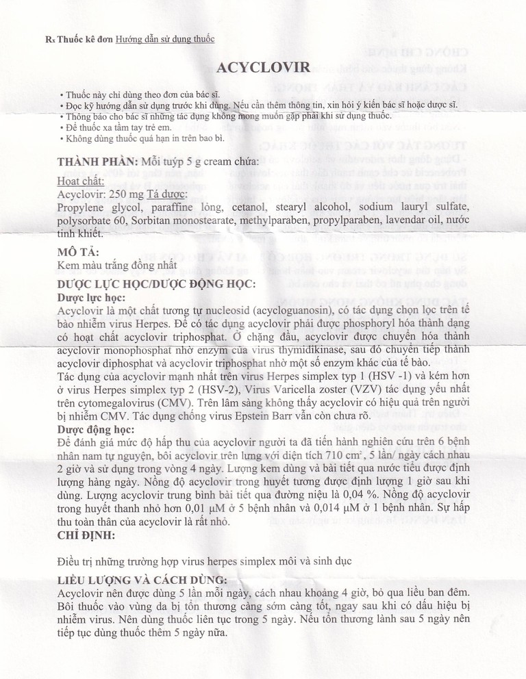 Kem bôi da Acyclovir Sinil điều trị nhiễm virus Herpes simplex (5g)
