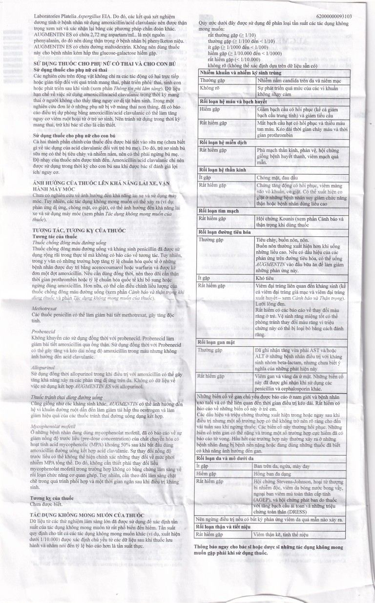 Bột pha hỗn dịch uống Augmentin ES GSK điều trị các nhiễm trùng do vi khuẩn gây ra ở trẻ (100ml)