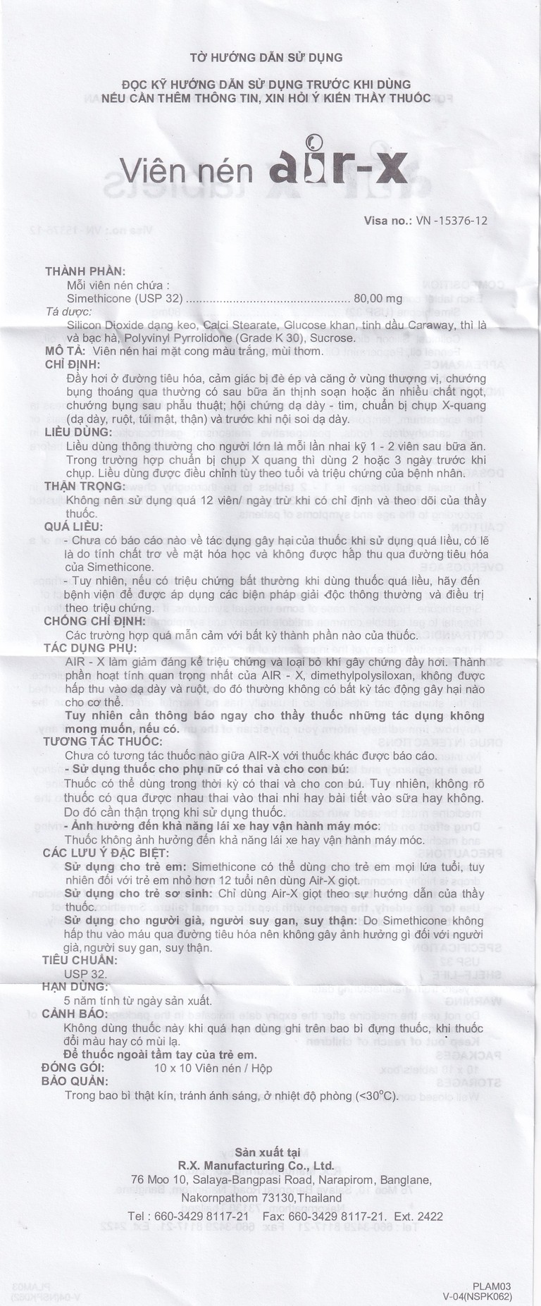 Viên nhai Air-X hương bạc hà chống đầy hơi và chướng bụng (10 vỉ x 10 viên)