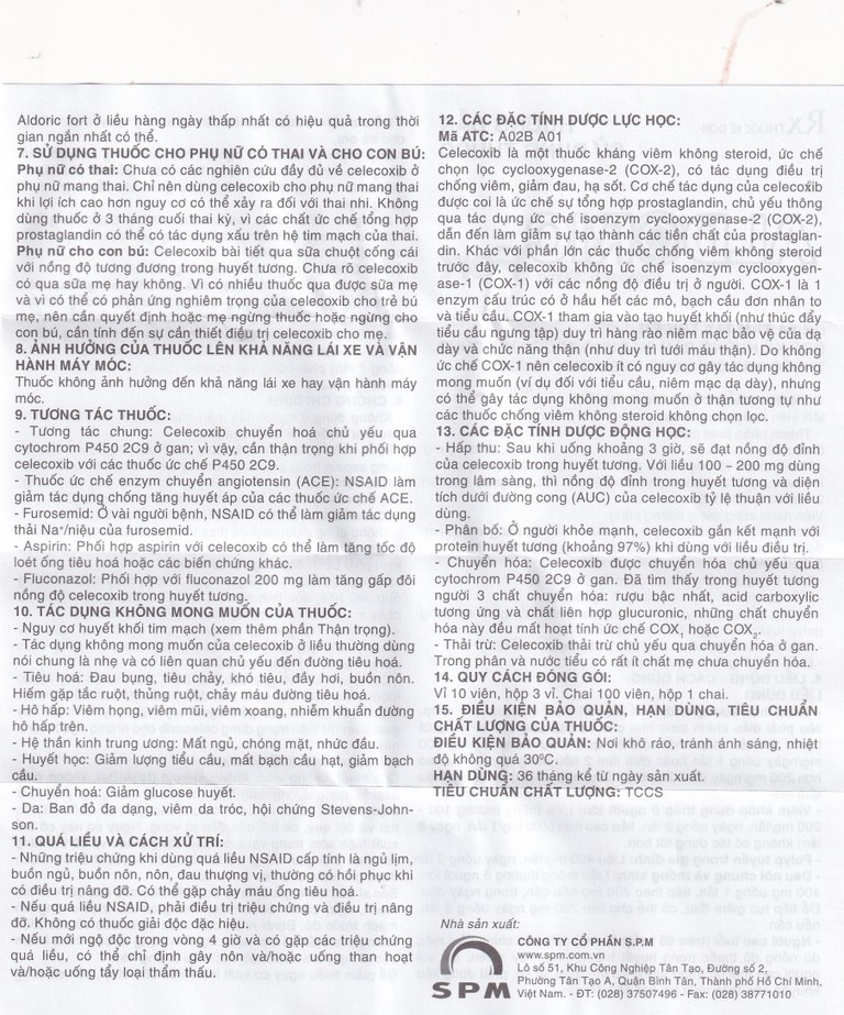 Thuốc Aldoric Fort 200mg S.P.M điều trị thoái hóa khớp, viêm khớp (3 vỉ x 10 viên)