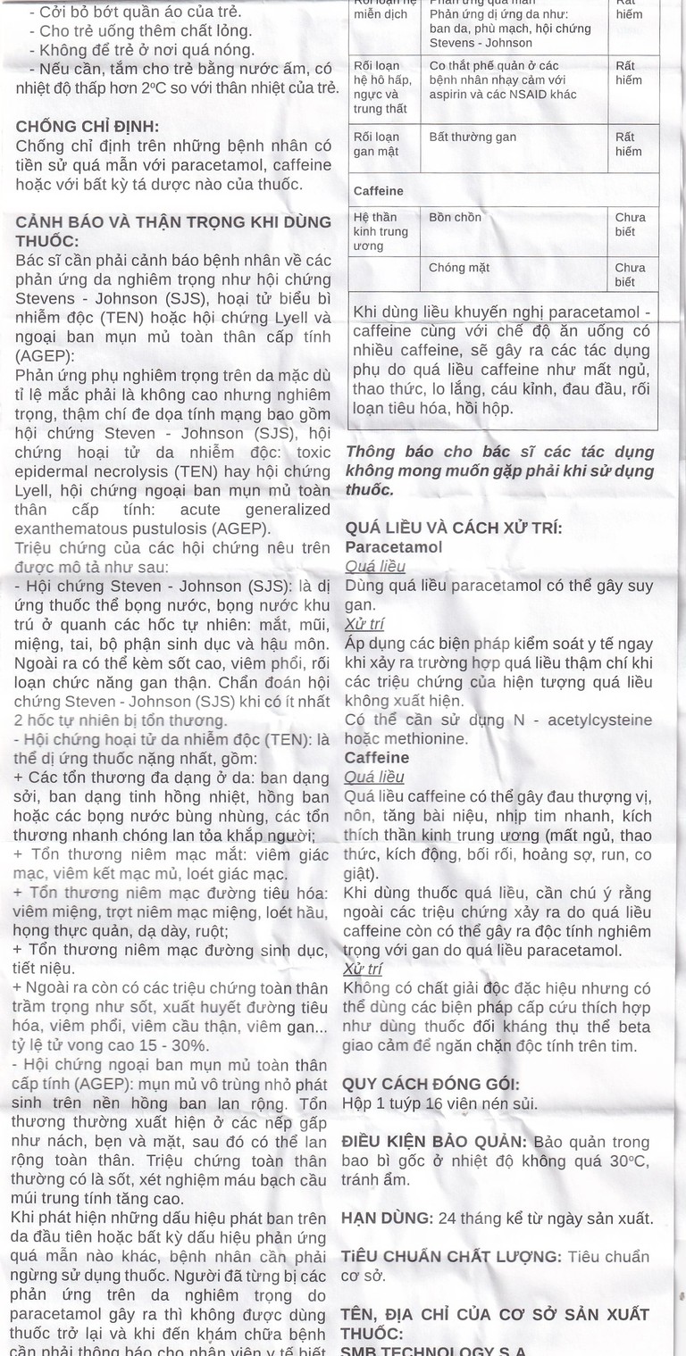 Thuốc Algostase 500mg/50mg SMB điều trị đau nhẹ đến vừa và hạ sốt (16 viên)