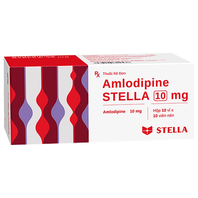 Thuốc Amlodipine Stella 10mg điều trị tăng huyết áp, đau thắt ngực ổn định mạn tính (10 vỉ x 10 viên)