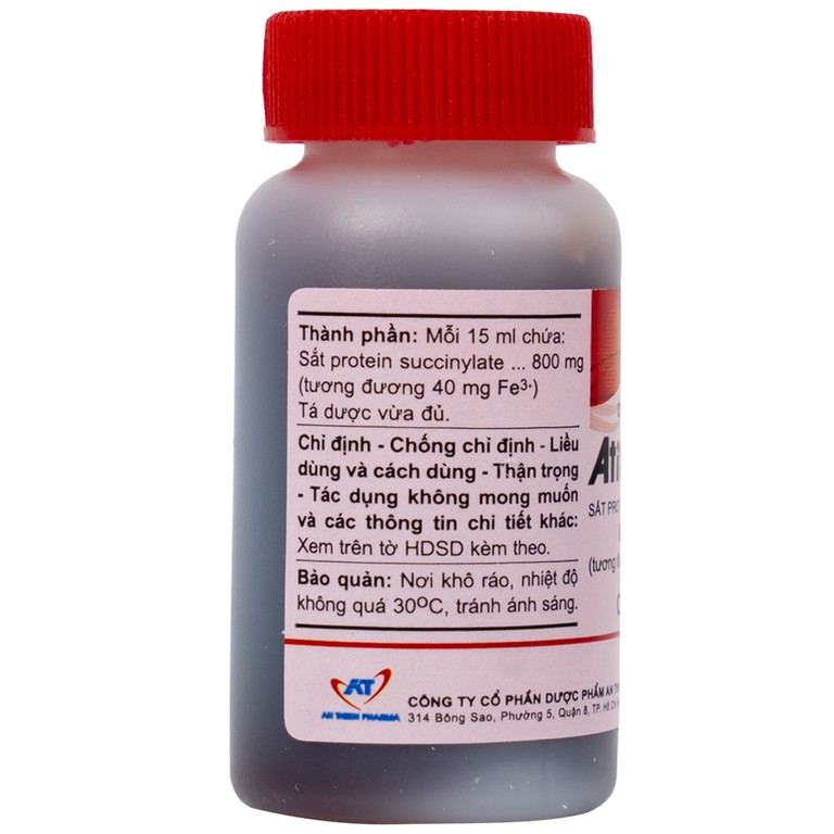 Dung dịch uống Atiferole 800mg/15ml An Thiên điều trị tình trạng thiếu hụt sắt và thiếu máu