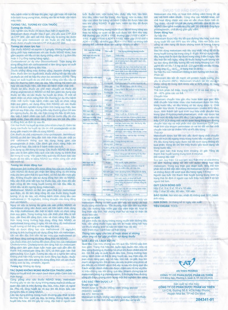 Thuốc Atimecox 15mg An Thiên giảm các dấu hiệu và triệu chứng của viêm xương khớp (3 vỉ x 10 viên)