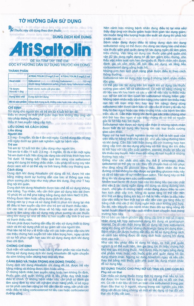 Dung dịch khí dung AtiSaltolin 2,5mg/2,5ml An Thiên điều trị chứng co thắt phế quản (5 ống)