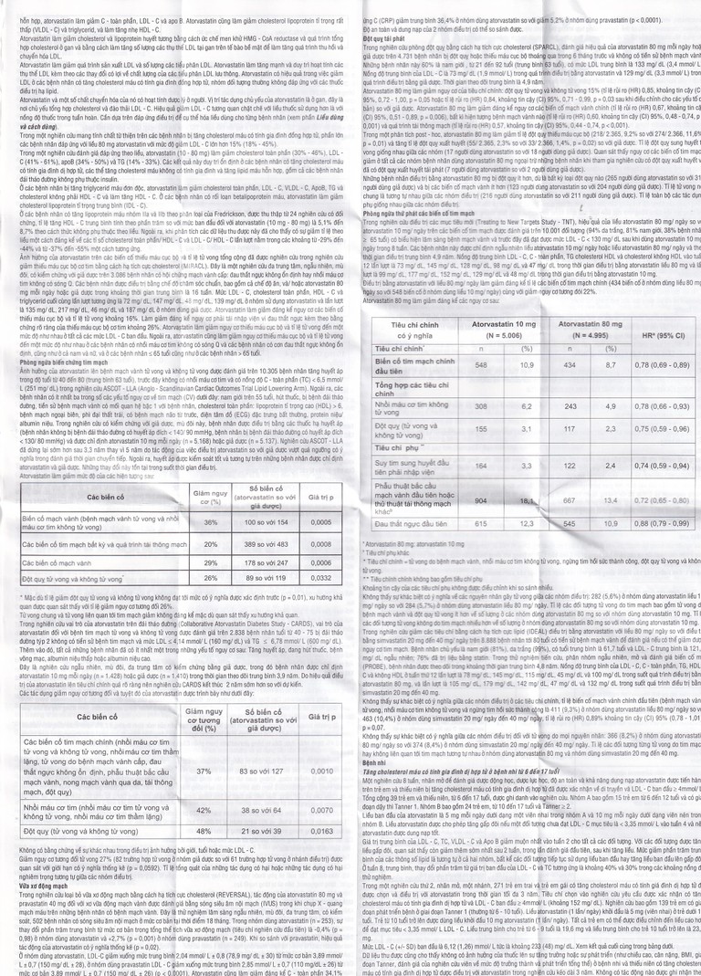 Thuốc Atorlip 10mg DHG điều trị tăng cholesterol toàn phần, tăng LDL-cholesterol (3 vỉ x 10 viên)