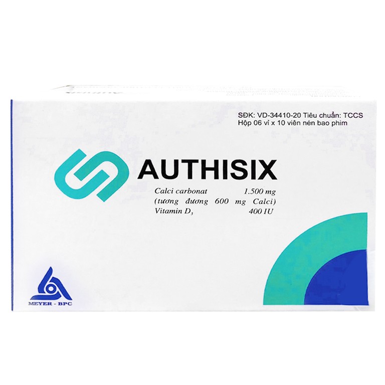 Thuốc Authisix Meyer-Bpc giúp ngăn ngừa tình trạng thiếu hụt canxi và vitamin D3 (6 vỉ x 10 viên) 