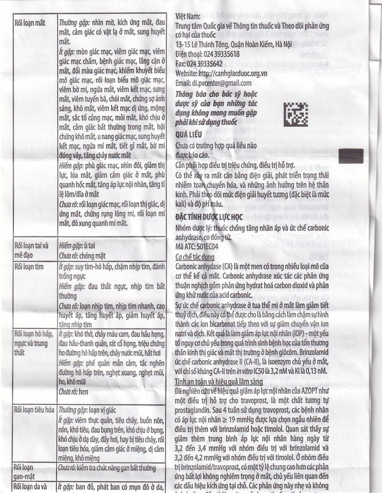 Thuốc nhỏ mắt Azopt Alcon điều trị tăng nhãn áp, glôcôm góc mở (5ml)