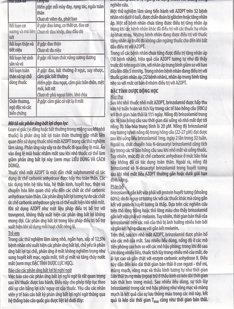 Thuốc nhỏ mắt Azopt Alcon điều trị tăng nhãn áp, glôcôm góc mở (5ml)