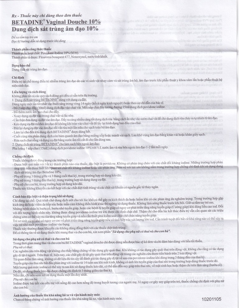 Dung dịch sát trùng âm đạo Betadine điều trị nhiễm trùng âm đạo (125ml)