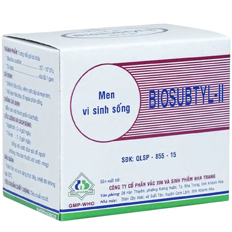 Men vi sinh sống Biosubtyl-II Biopharco điều trị tiêu chảy, viêm ruột cấp và mạn tính (50 gói)