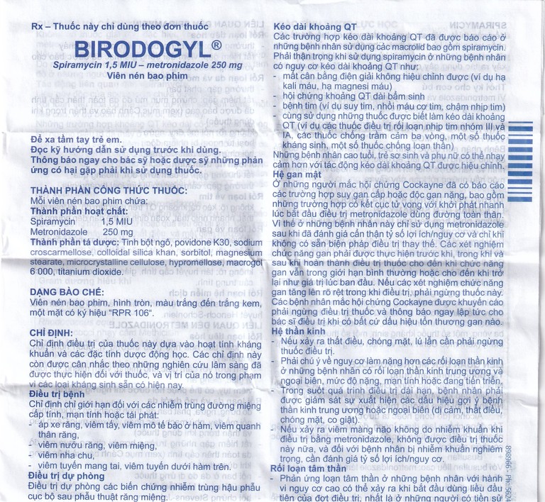 Thuốc Birodogyl 250mg Sanofi điều trị nhiễm trùng đường miệng cấp tính và mạn tính (1 vỉ x 10 viên)